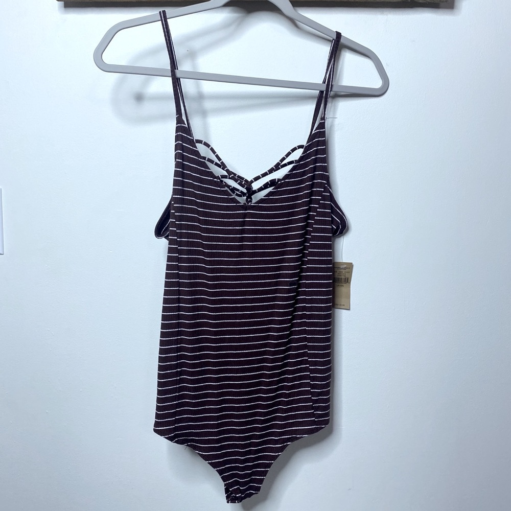 NWT Burgundy Striped Teddy sz XXL